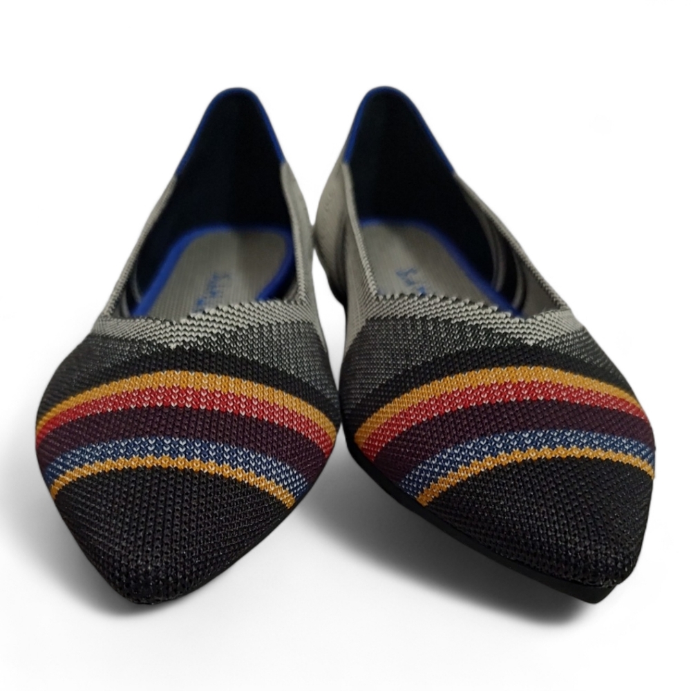 NEW Rothy's The Point Inverse Stripe Gray & Multicolor Flats Women's Size 10.5 - Picture 7 of 11